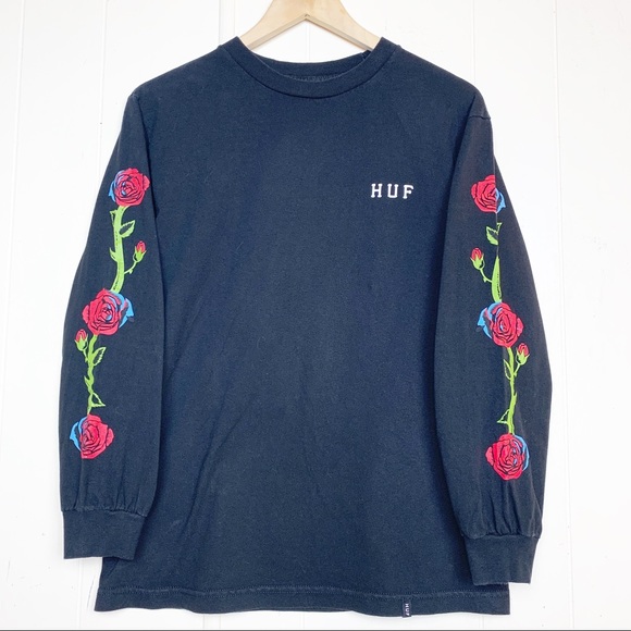 HUF Tops - Huf black long sleeve logo spirit tee